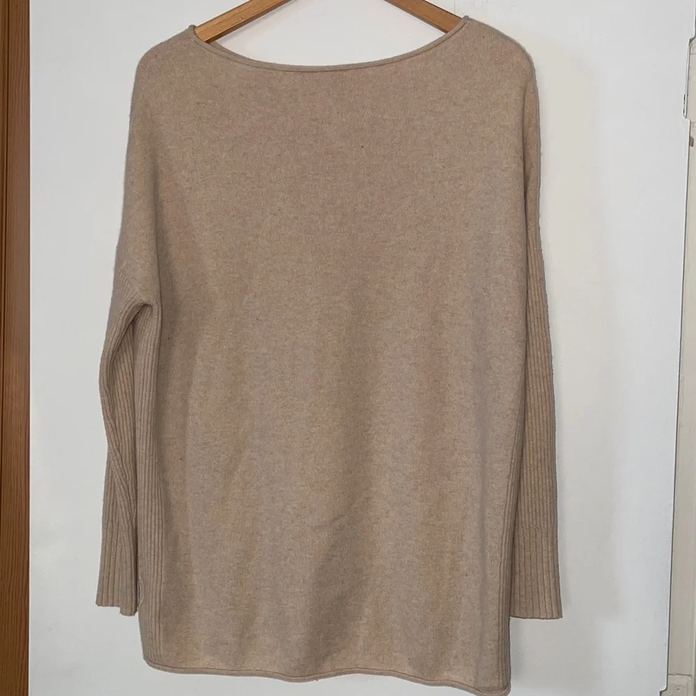 Tory Burch tan ribbed dolman sleeve tunic cashmere sweater small